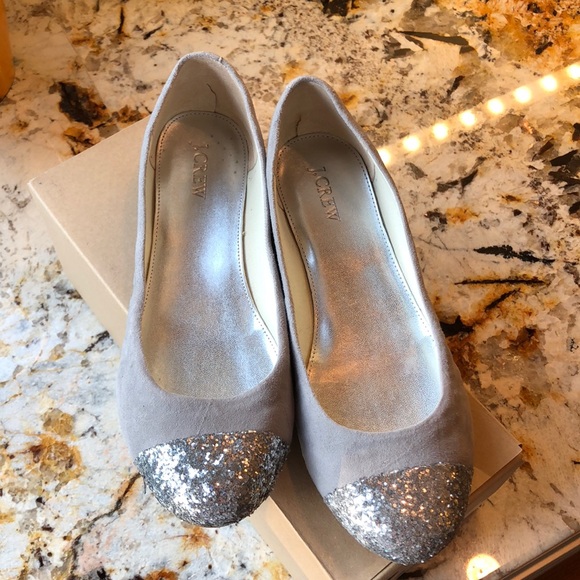 J. Crew Shoes - J. crew Glitter-Toe Ballet Flats